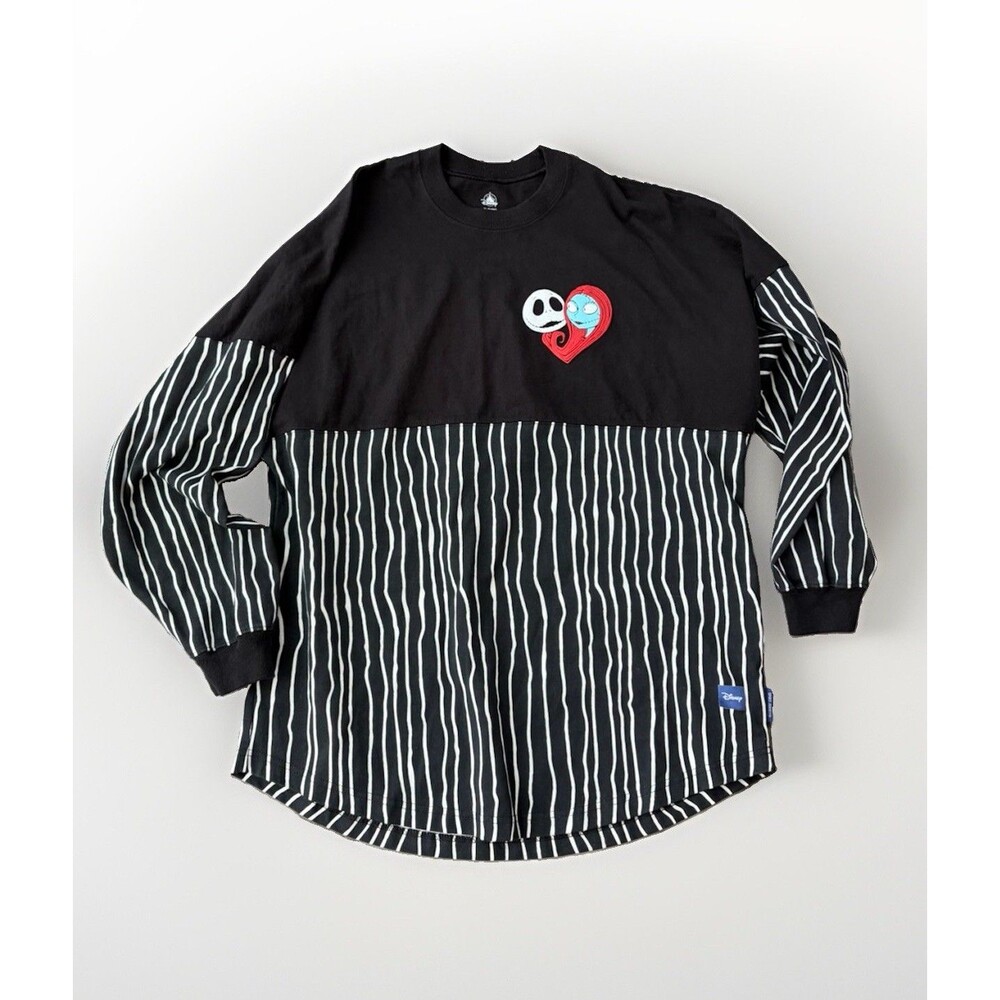 Disney Parks Nightmare Before Christmas Jack Sally Pinstripe Spirit Jersey M